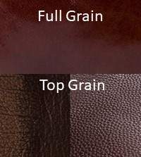 Here's what full grain and top grain look like after hide is tanned.