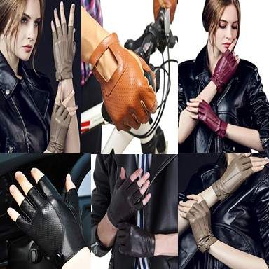 Sheep Skin Biker Fingerless Leather Gloves