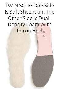 UGG Twin Sole - one side dual foam cushioning with Poron cushioning heel and other side is sheepskin